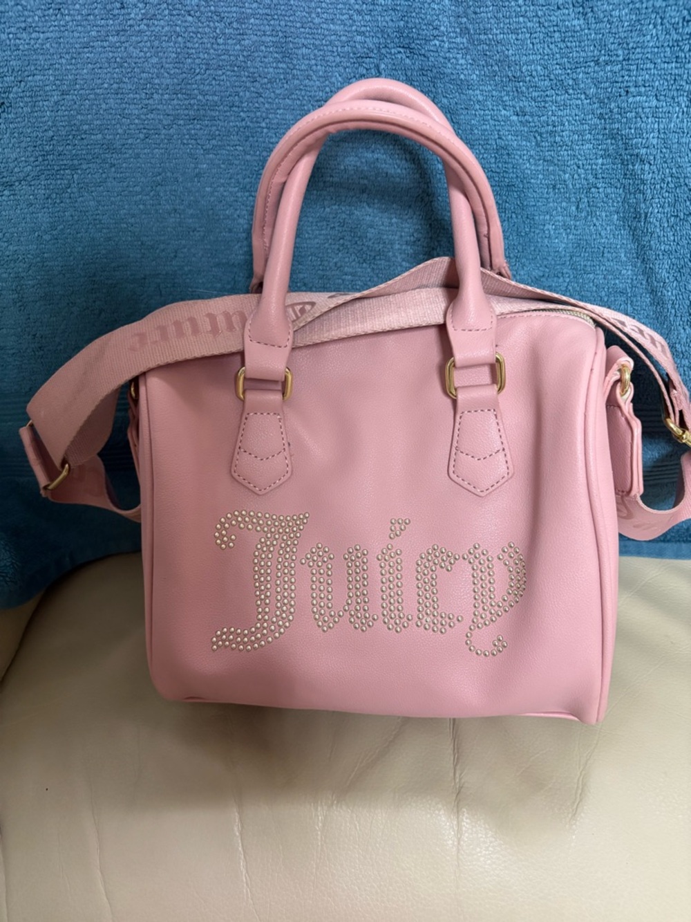 Juicy Couture Pink Studded Logo Satchel Bag